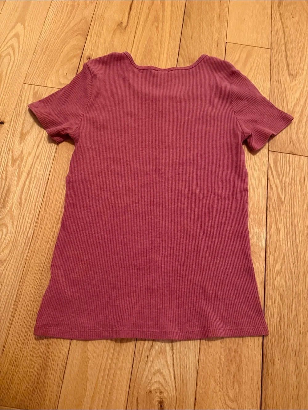 Old Navy Button-Front Ribbed Short Sleeve Top - Dusty Rose